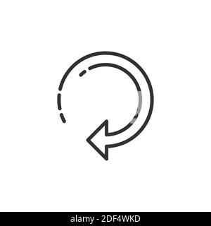 Linear outline clockwise arrow sign reload, refresh, rotation, repeat to right icon. Stock vector illustration isolated on white background. Stock Vector