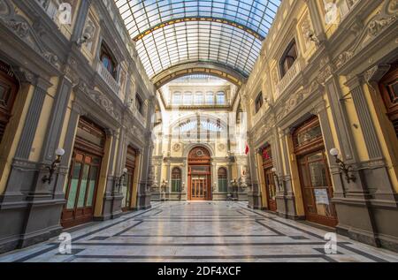 A public shopping gallery built in 1887, Galleria Principe di Napoli is part of the Unesco World Heritage Naples. Here in particular the interiors Stock Photo