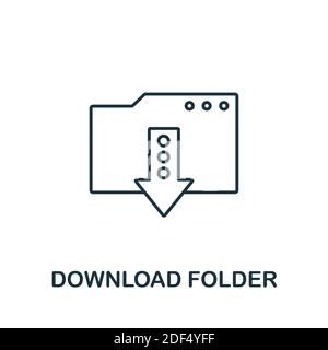 Download Folder icon. Line style element from data organization collection. Thin Download Folder icon for templates, infographics and more Stock Vector