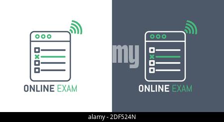 Online exam vector design. Online exam vector logo design template. Stock Vector