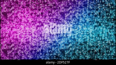 Abstract neon glowing vibrant background pattern. Sparkling disco ball texture. Modern nightlife and clubbing luxury design. Futuristic purple and blu Stock Photo