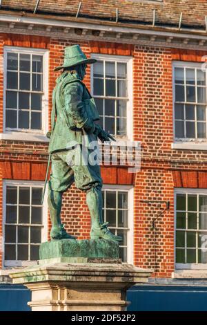 UK, England, Cambridgeshire, St. Ives, Statue of Oliver Cromwell Stock Photo