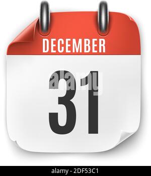 December 31 calendar icon isolated on white background. Stock Vector