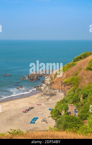 India, Goa, View of Vagator Beach Stock Photo