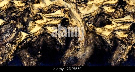 Nature luxury marble background texture. Abstract color trendy wall art. Interior design elegant natural stone surface decor. Gold and black liquid oi Stock Photo