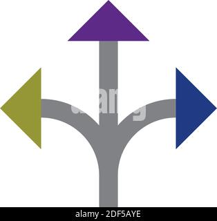three way arrow logo icon vector design Stock Vector