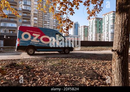 Krasnodar, Russia - December 1 2020: Mini van truck for delivery to points of delivery of the online store Ozon.ru Stock Photo