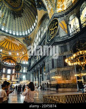 Istanbul / TURKEY, SEPTEMBER 03 2019: Istanbul, TURKEY, SEPTEMBER, 04 2019: Hagia Sophia (Ayasofya) museum. Amazing area and this is one of the great Stock Photo