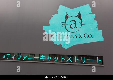 The logo of Tiffany & Co. is seen in Shinjuku Ward, Tokyo on May 5