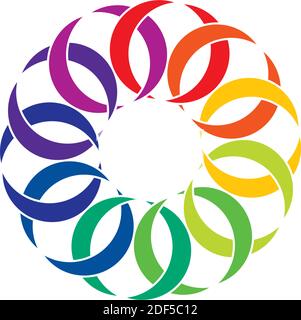 colorful rainbow link circle chain vector design Stock Vector