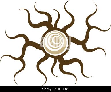 cutted tree with roots logo icon symbol Stock Vector
