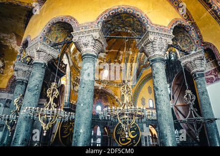 Istanbul, TURKEY, SEPTEMBER, 04 2019: Hagia Sophia (Ayasofya) museum. Amaing area and this is one of the great buildings of the world and popular tour Stock Photo