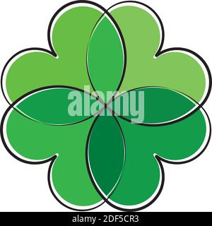 green heart leaves clover plant eco logo icon Stock Vector