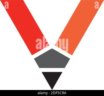 letter v pencil logo icon vector Stock Vector
