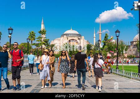 Istanbul / Turkey, September 04 2019: Istanbul, TURKEY, SEPTEMBER, 04 2019: Hagia Sophia (Ayasofya) museum. Amazing area and this is one of the great Stock Photo