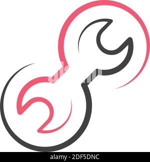 mechanic settings icon logo sign vector outline in black and white ...