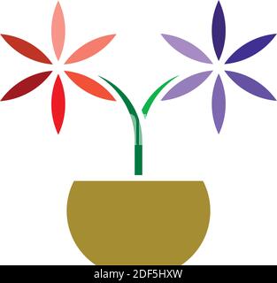 flower in pot logo icon vector Stock Vector