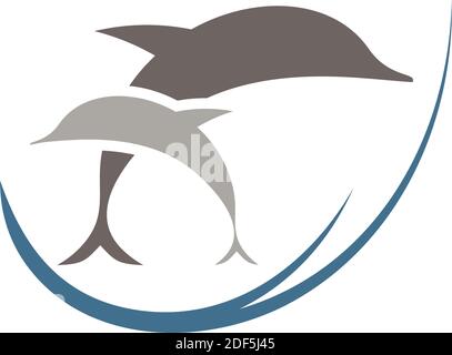 dolphins in ocean jumping logo icon vector Stock Vector