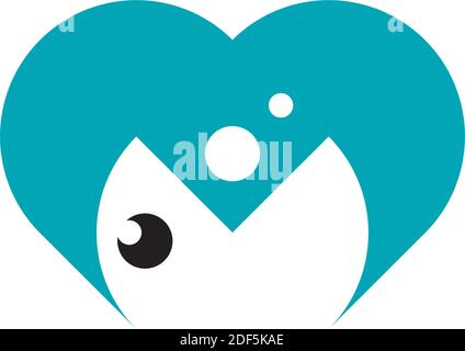 letter m fish heart logo icon vector Stock Vector