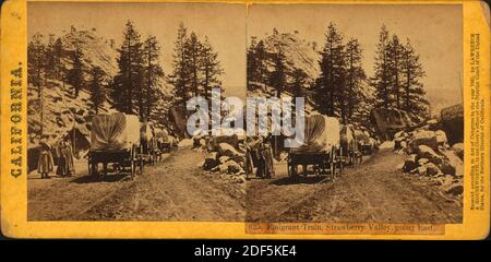 Emigrant Train, Strawberry Valley, going east. [no. 625]., still image, Stereographs, 1850 - 1930 Stock Photo