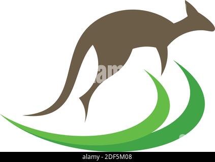 kangaroo jumping vector logo illustration design Stock Vector