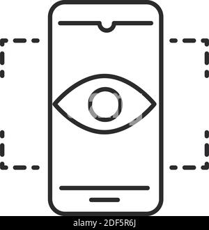 augmented reality smartphone interaction eye vector illustration line style Stock Vector