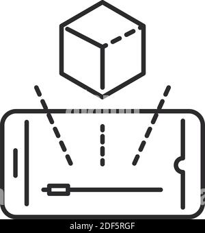 augmented reality smartphone view cube 3d vector illustration line style Stock Vector