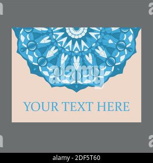 Invitation Card with mandala ornament. Card template for Wedding invitation or Birthday greeting card. Vector illustration Stock Vector