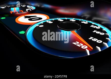 Speedometer With Speed Display 2 Km H And Crosses From 1 Km H Symbol Image Deadly Danger Due To Excessive Speed Driving Too Fast Germany Stock Photo Alamy