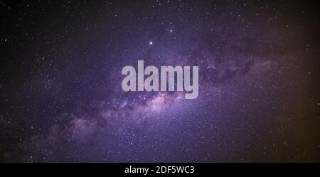 Universe filled with stars, nebula and galaxy. Stars in space or night sky. Landscape with gradient blue purple Milky way galaxy. Night sky with stars Stock Photo