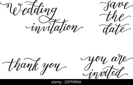 Inviting Lettering Set of hand lettering for invitations, weddings. Isolated on white ...