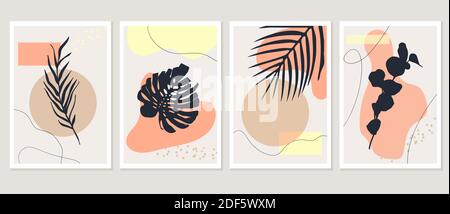 Minimalist modern style nature illustrations Stock Vector
