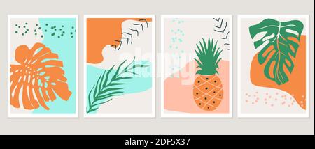 Minimalist modern style nature illustrations Stock Vector