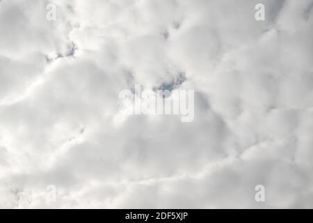 White fluffy clouds in the sky, background and texture Stock Photo
