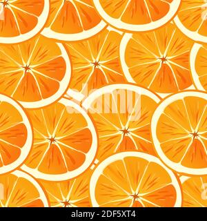 Seamless hand drawn vector pattern of bright orange fruit slices Stock Vector