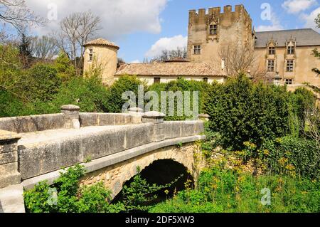 Chateau Allemagne-en-Provence - is both medieval and Renaissance castle, located in Provence, France. Stock Photo