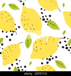 Seamless pattern with abstract doodle lemons Stock Vector