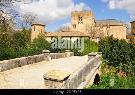 Chateau Allemagne-en-Provence - is both medieval and Renaissance castle, located in Provence, France. Stock Photo