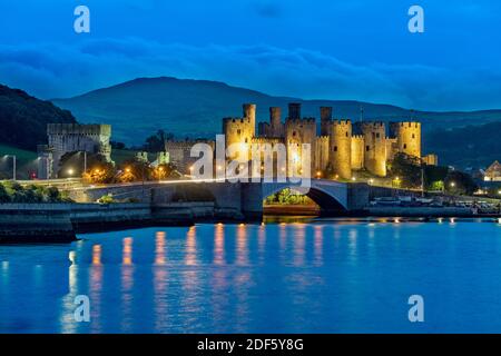 Conwy Castle; Dusk; Wales Stock Photo