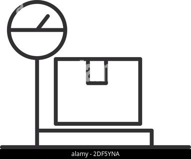 delivery cardboard box in scale weight logistic vector illustration line style design Stock Vector