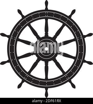 Old Sailing Ship Wheel Isolated Vector Illustration Stock Vector