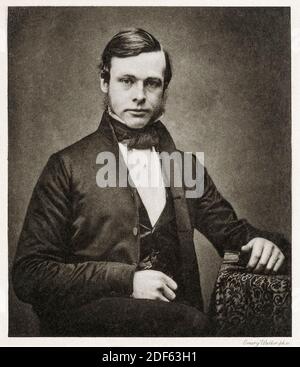 Joseph Lister, 1st Baron Lister (1827-1912), British surgeon and pioneer of antiseptic surgery, photogravure portrait engraving by Emery Walker, circa 1855 Stock Photo