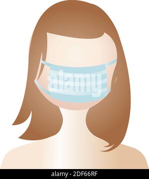 Girl in a medical protective mask. Icon on a white background. Stock Vector