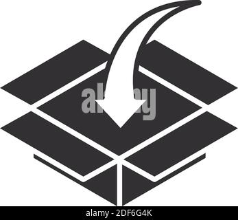 delivery cardboard download arrow vector illustration silhouette icon Stock Vector