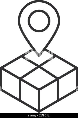 delivery box map pointer geotag location vector illustration line style design Stock Vector