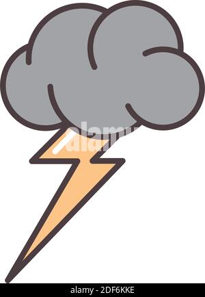 weather cloud lightning storm nature vector illustration line and fill style Stock Vector
