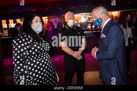 The Prince of Wales meeting Jeff Horton and Amy Lame, London's night czar, during a visit to the 100 Club nightclub in London. Stock Photo