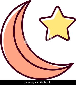 Star and crescent RGB color icon Stock Vector