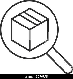 delivery cardboard box magnifying glass vector illustration line style design Stock Vector