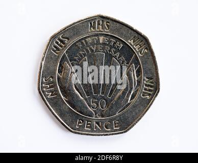 NHS Fiftieth Anniversary commemorative 50p coin Stock Photo